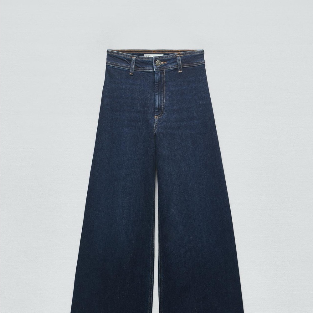 Zara Blue Sailor Wide-Leg High Waisted Jeans